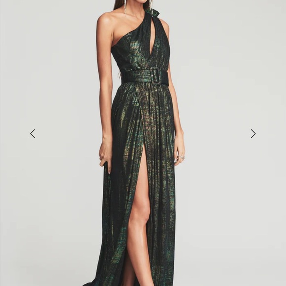 Retrofete Andrea One-Shoulder Metallic Black Dress - Picture 4 of 9